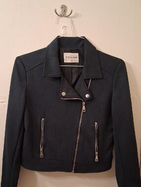 Vigoss Women's Dark Navy Asymmetrical Moto Jacket